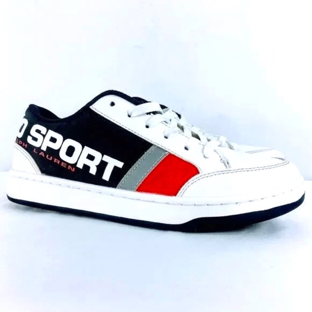 Polo Ralph Lauren Sport Youth Belden Sneaker White Color Block Synthetic Sz 6